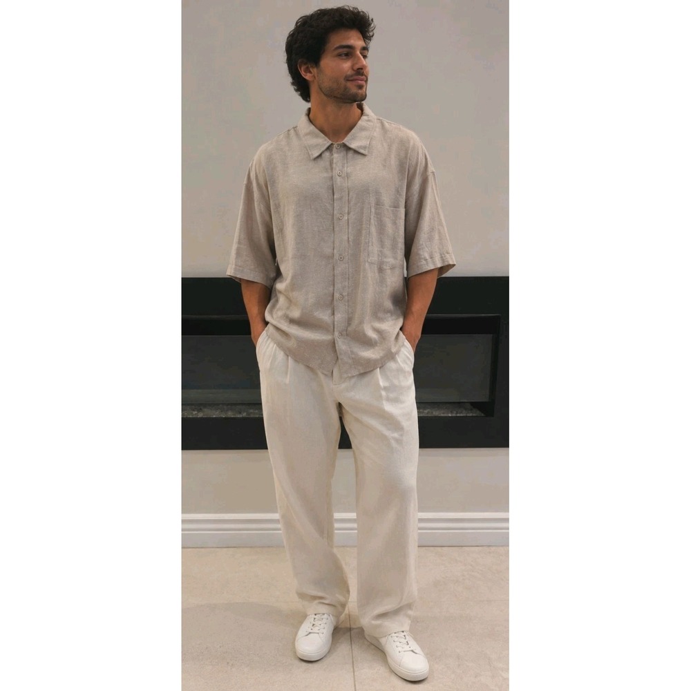 NWT David Taylor Coll Linen Blend Shirt Minimalist Old Money Resortwear SZ 3XLT